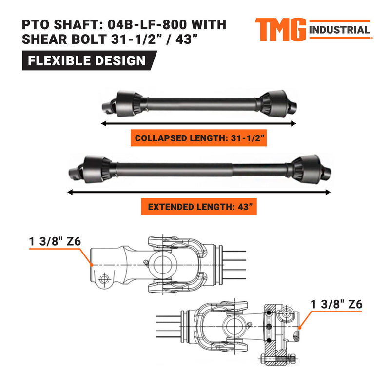 TMG Industrial 48” Tow-Behind Finish Mower for 18-30 HP Compact Tractors - Complete with PTO Drive Shaft (Model: TMG-TFN48)