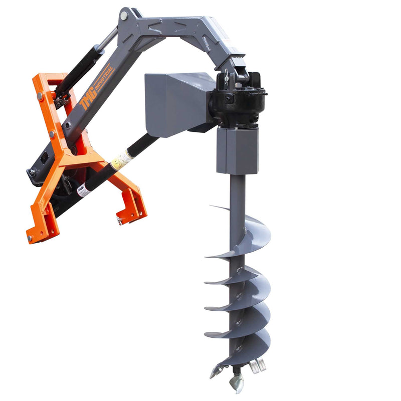 Powerful 48” Hydraulic Post Hole Digger with 12” Auger – Compatible with Category 1 & 2 Tractors, Complete with PTO Shaft – TMG-TPD12