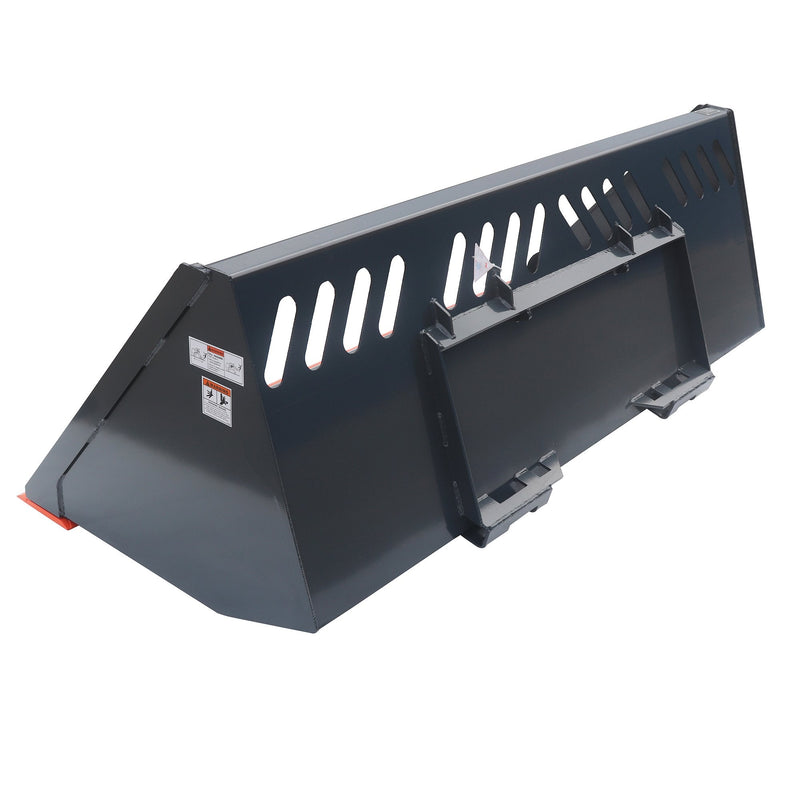 TMG Industrial 84” Heavy-Duty Skid Steer Snow and Mulch Bucket - 1500 lb Capacity, Bolt-On Cut Edge, Universal Quick Mount System, Model TMG-SN84