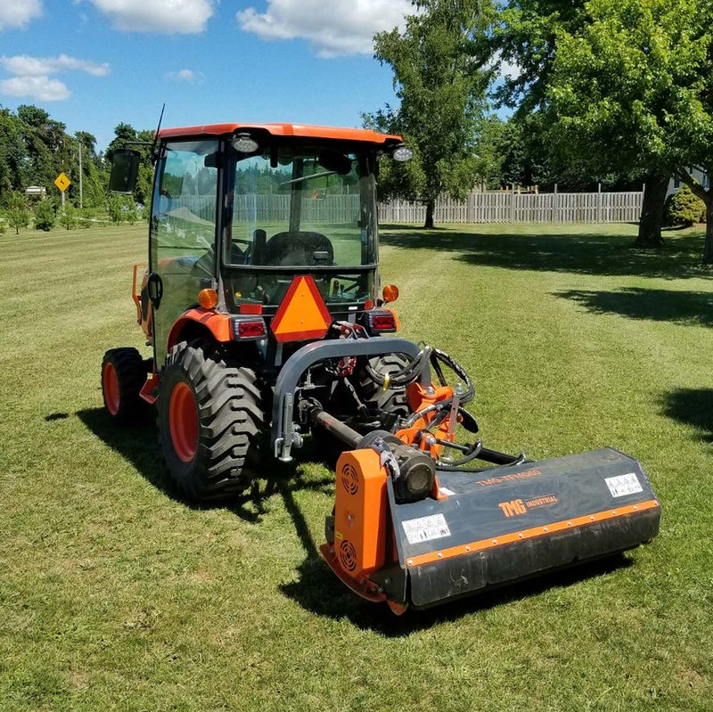 TMG Industrial 80” Offset Flail Mower with 90° Tilt – Perfect for 50-90 HP Tractors, 3-Point Hitch & Powerful PTO Drive Shaft – Model TMG-TFMO80