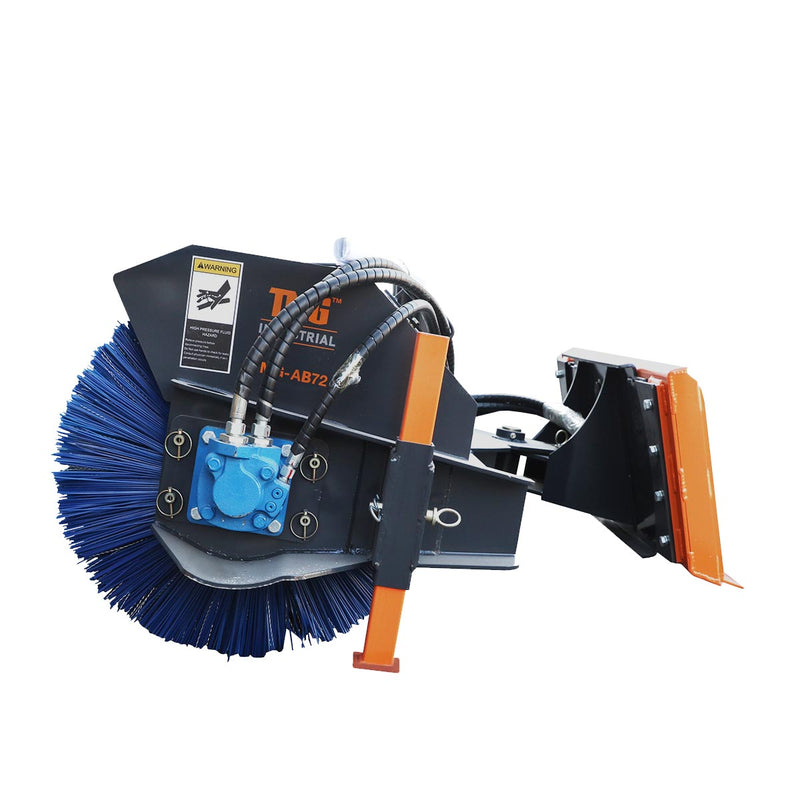 TMG Industrial 72" Heavy-Duty Skid Steer Rotary Angle Broom - Versatile Bi-Directional Design for 45-75 HP Skid Steers, Featuring a Robust 27" Brush Diameter