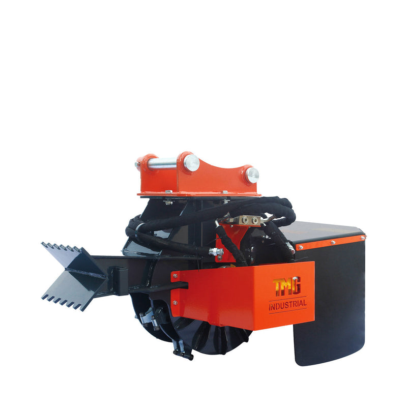 Transform Your Excavator: TMG Industrial 18" Stump Grinder Attachment for 3 to 7-ton Carriers - Efficient 13-20 GPM with Case Drain Line, Model TMG-ESG18