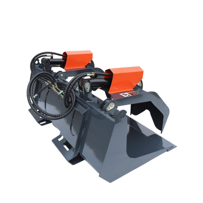 TMG Industrial 72” Heavy-Duty Skid Steer Grapple Bucket - 35” Wide Opening, Dual Cylinder Arms, Impressive 3000 lb Capacity for 30-70 HP Machines - TMG-GB72