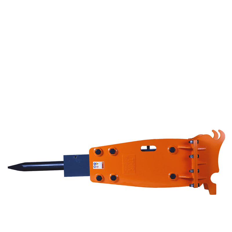 Powerful Hydraulic Hammer Breaker for 10 to 15 Ton Excavators - 4'' Moil Point Chisel with 1960 Joules Impact Energy and 400-700 BPM Performance