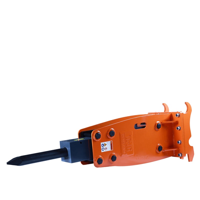 Powerful Hydraulic Hammer Breaker for 10 to 15 Ton Excavators - 4'' Moil Point Chisel with 1960 Joules Impact Energy and 400-700 BPM Performance