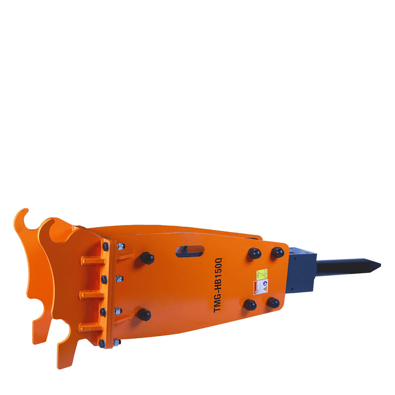 Powerful Hydraulic Hammer Breaker for 10 to 15 Ton Excavators - 4'' Moil Point Chisel with 1960 Joules Impact Energy and 400-700 BPM Performance