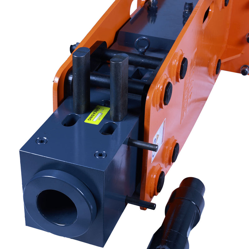 Powerful Hydraulic Hammer Breaker for 10 to 15 Ton Excavators - 4'' Moil Point Chisel with 1960 Joules Impact Energy and 400-700 BPM Performance