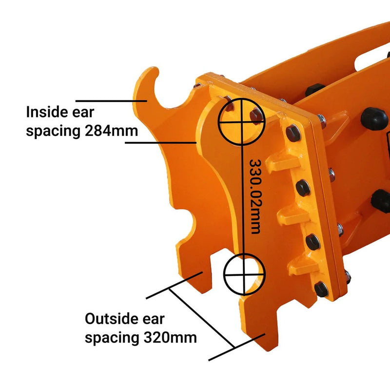 TMG Industrial 6-9 Ton Hydraulic Hammer Breaker for Excavators & Backhoes – Quick Change Lugging with 3” Moil Point Chisel and 785 J Impact Energy (TMG-HB90Q)