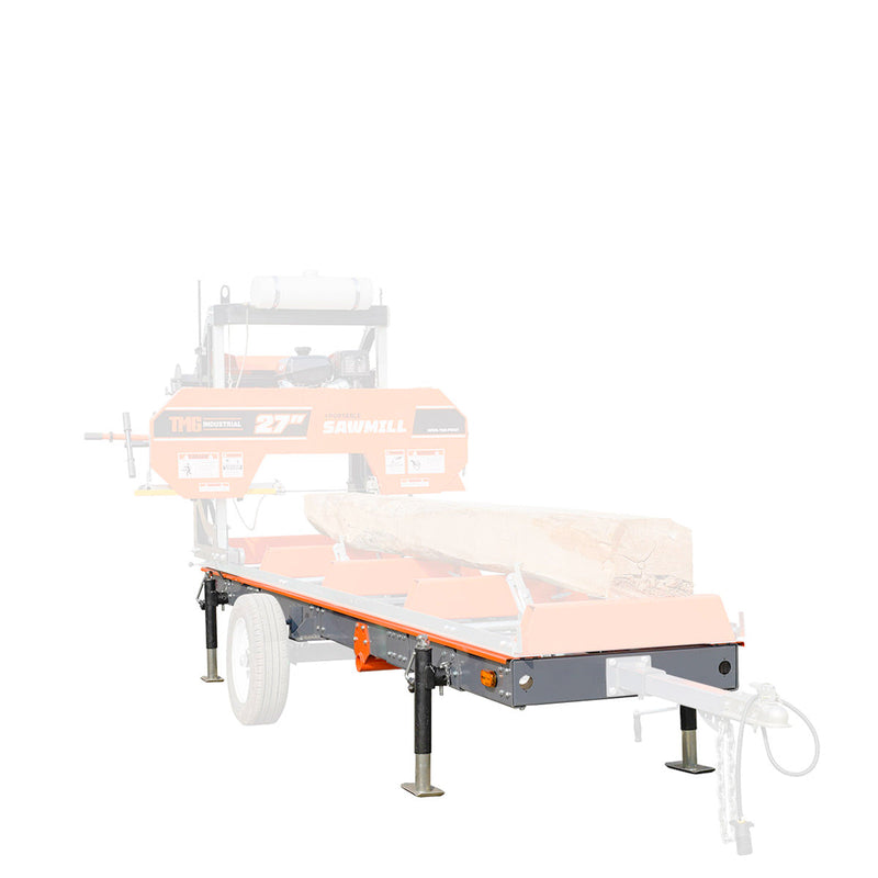 Elevate Your Sawmill Experience with TMG Industrial's Heavy-Duty Primary Sub-Frame for PSM27 Trailer - 4400-lb Capacity, Includes Leveling Jacks and Anti-Tipping Rail Guard!