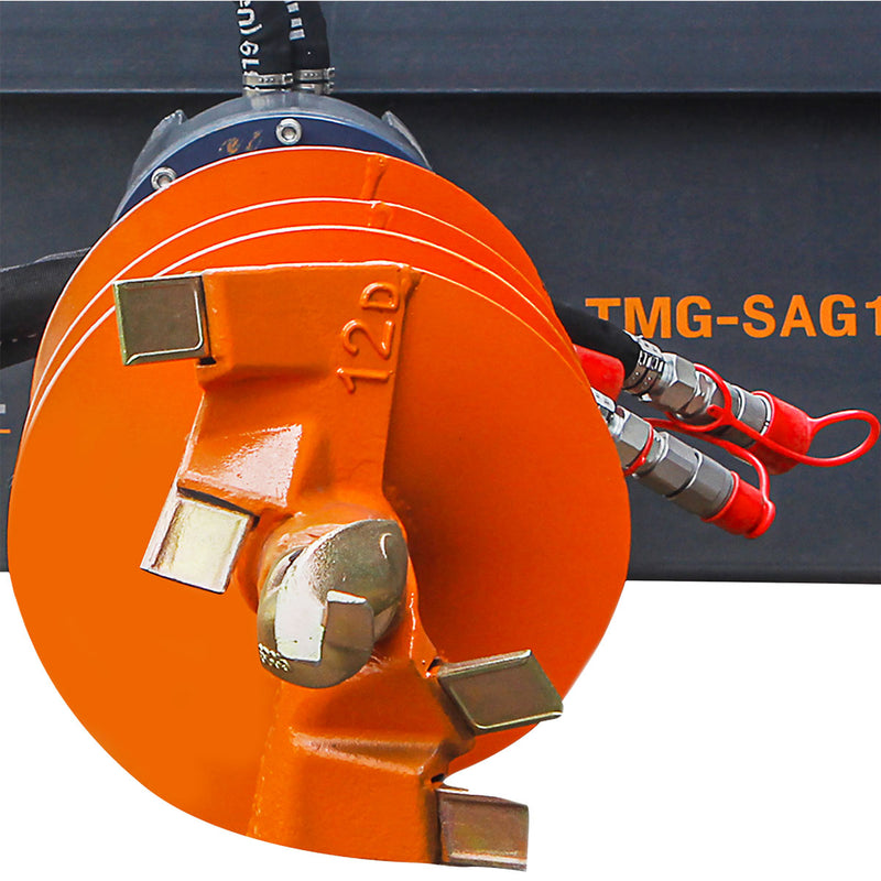 Transform Your Landscaping with the TMG Industrial Skid Steer Post Hole Auger Drive – 12” Wide Auger, 48” Deep Drilling Capability, Standard Flow, Model TMG-SAG12!