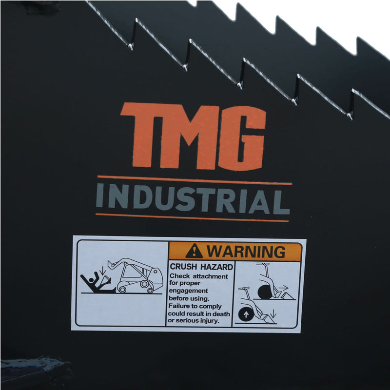 Transform Your Landscaping with the TMG Industrial 50” Skid Steer Stump Bucket – Featuring Universal Quick Attach, Durable Bolt-On Cutting Teeth, Curved Bottom, and Reverse Curled Ripper Teeth for Ultimate Efficiency!