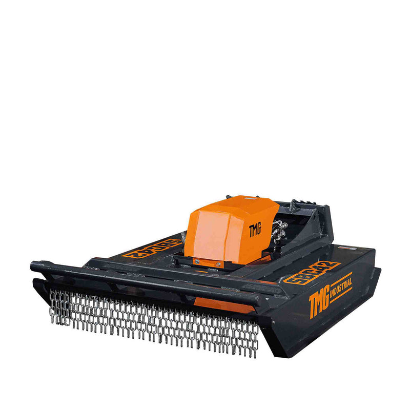 Powerful TMG Industrial 42” Mini Skid Steer Rotary Brush Cutter – Effortless Clearing with 2-½” Cutting Capacity & Hydraulic Motor, Featuring Toro Style Mount Plate – TMG-SBC42