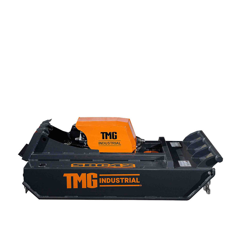 Powerful TMG Industrial 42” Mini Skid Steer Rotary Brush Cutter – Effortless Clearing with 2-½” Cutting Capacity & Hydraulic Motor, Featuring Toro Style Mount Plate – TMG-SBC42