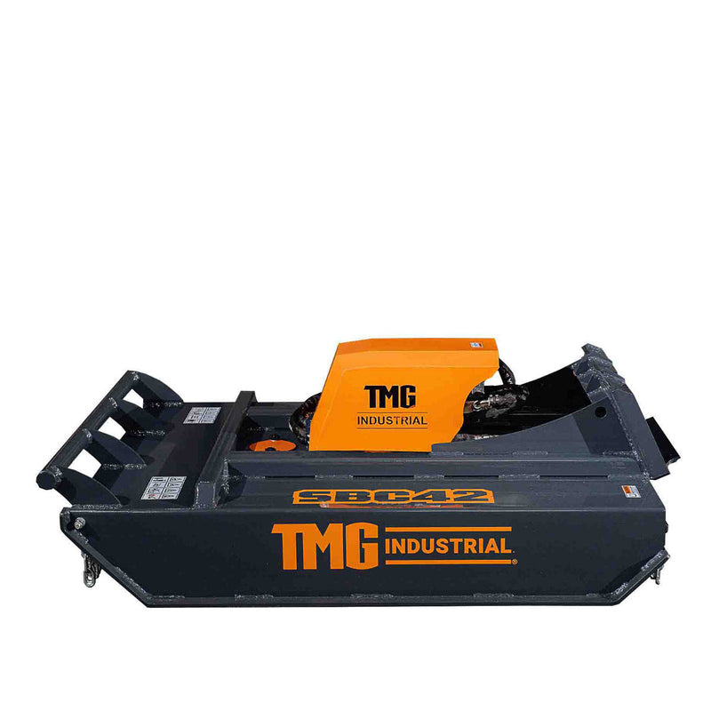 Powerful TMG Industrial 42” Mini Skid Steer Rotary Brush Cutter – Effortless Clearing with 2-½” Cutting Capacity & Hydraulic Motor, Featuring Toro Style Mount Plate – TMG-SBC42