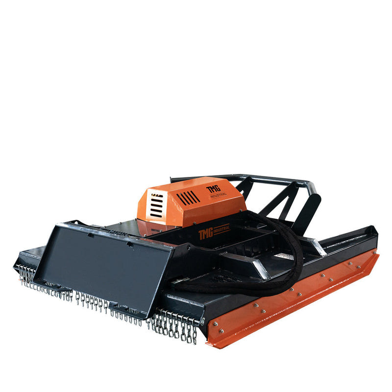 TMG Industrial 72" Heavy-Duty Skid Steer Brush Cutter - Advanced Open Front Design with Drop Down Profile Blades, Perfect for 27-35 GPM Performance (TMG-SBC76)