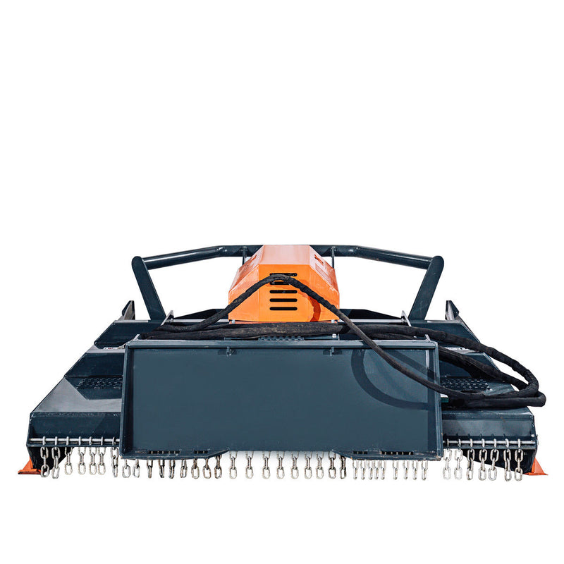 TMG Industrial 72" Heavy-Duty Skid Steer Brush Cutter - Advanced Open Front Design with Drop Down Profile Blades, Perfect for 27-35 GPM Performance (TMG-SBC76)