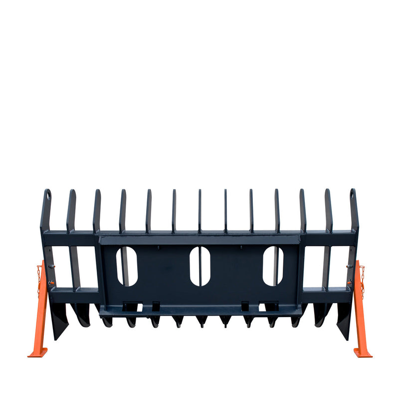 Transform Your Skid Steer with the TMG Industrial 72” Root Debris Rake Attachment - Universal Fit, 6” Tine Spacing, Ideal for 30-50 HP Machines, Model TMG-SDR72