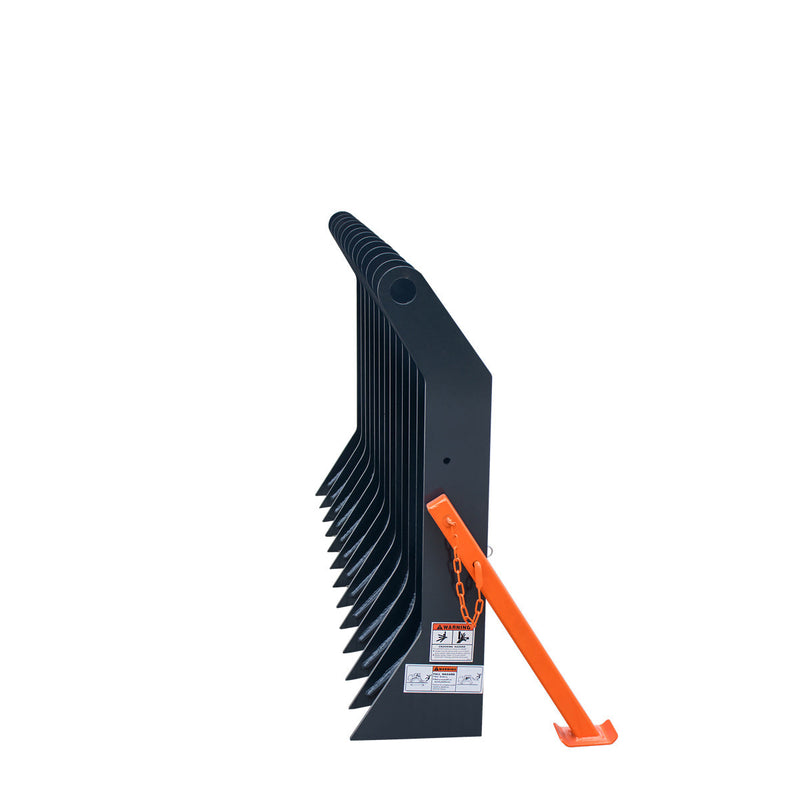 Transform Your Skid Steer with the TMG Industrial 72” Root Debris Rake Attachment - Universal Fit, 6” Tine Spacing, Ideal for 30-50 HP Machines, Model TMG-SDR72