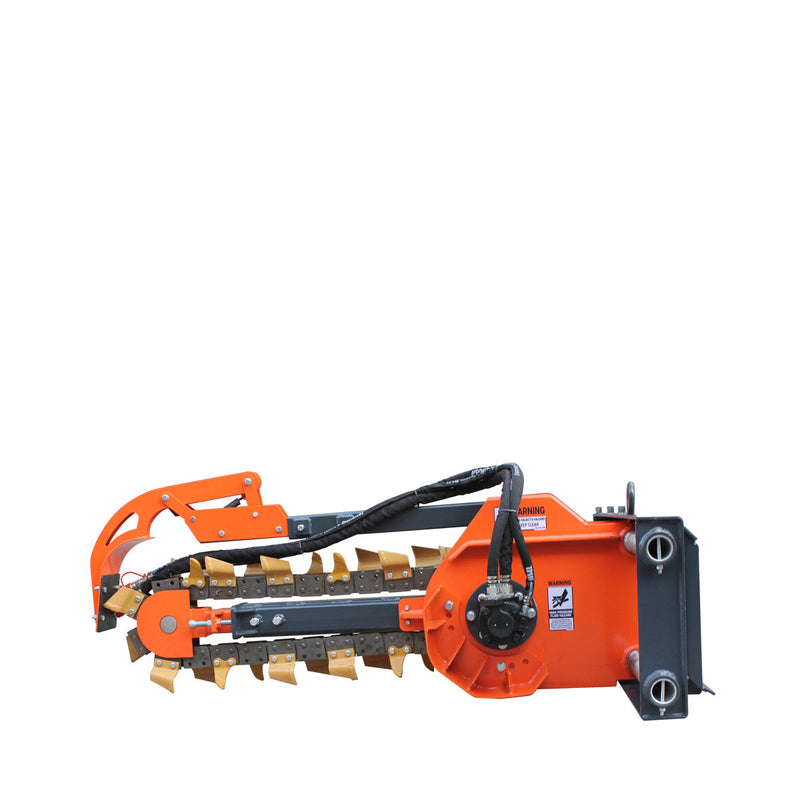 Revolutionary TMG Industrial 36” Side Shift Trencher for Skid Steers - Features 22” Auger Discharge, Powerful Boom & Crumber Assembly, and Durable Earth Tungsten Teeth - Model TMG-SDT36S