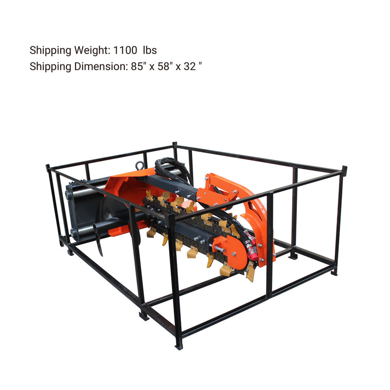 Revolutionary TMG Industrial 36” Side Shift Trencher for Skid Steers - Features 22” Auger Discharge, Powerful Boom & Crumber Assembly, and Durable Earth Tungsten Teeth - Model TMG-SDT36S