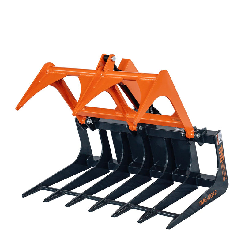 TMG Industrial 42" Mini Skid Steer Skeleton Grapple Attachment - Heavy-Duty Toro Style Mount with 24" Arm Opening and 2000 lb Capacity - TMG-SG42