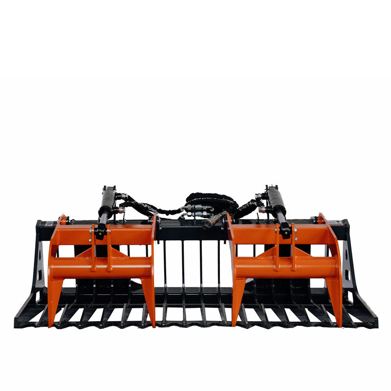 TMG Industrial 60” Heavy-Duty Skeleton Grapple Attachment for Skid Steers - Universal Fit, Wide 34” Arm Opening, 3” Tine Spacing, Robust 2600 lb Capacity - Model TMG-SG60