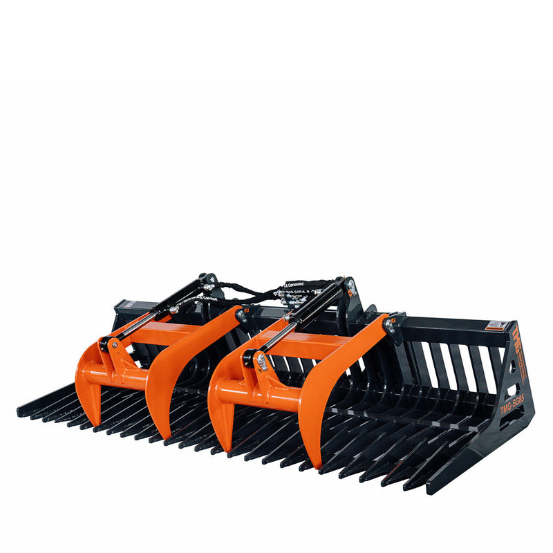 TMG Industrial 84" Heavy-Duty Skid Steer Skeleton Grapple Attachment - Universal Fit, 34" Arm Opening, 3" Tine Spacing, 2600 lb Capacity - TMG-SG85