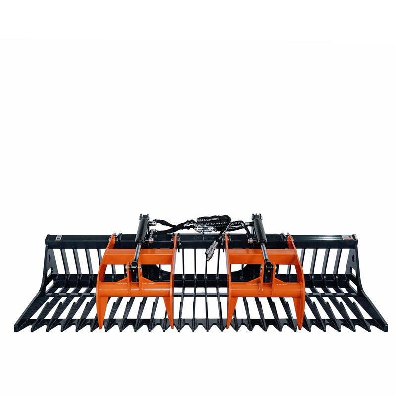 TMG Industrial 84" Heavy-Duty Skid Steer Skeleton Grapple Attachment - Universal Fit, 34" Arm Opening, 3" Tine Spacing, 2600 lb Capacity - TMG-SG85