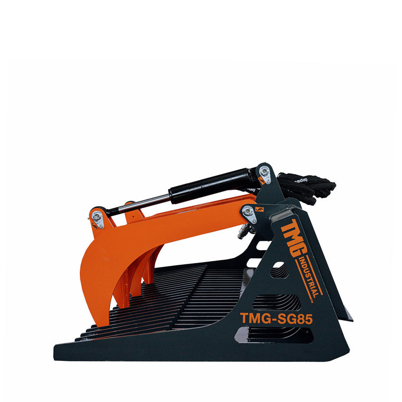 TMG Industrial 84" Heavy-Duty Skid Steer Skeleton Grapple Attachment - Universal Fit, 34" Arm Opening, 3" Tine Spacing, 2600 lb Capacity - TMG-SG85