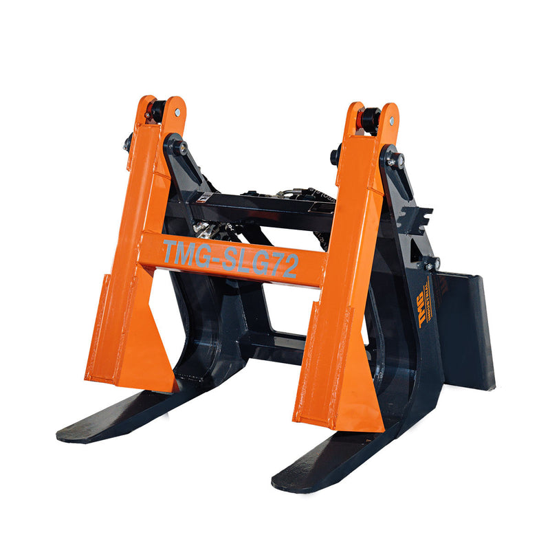 TMG Industrial 46” Heavy-Duty Log Grapple Attachment for Skid Steers - 36” Wide Claw Opening, 6400 lb Capacity - Model TMG-SLG72