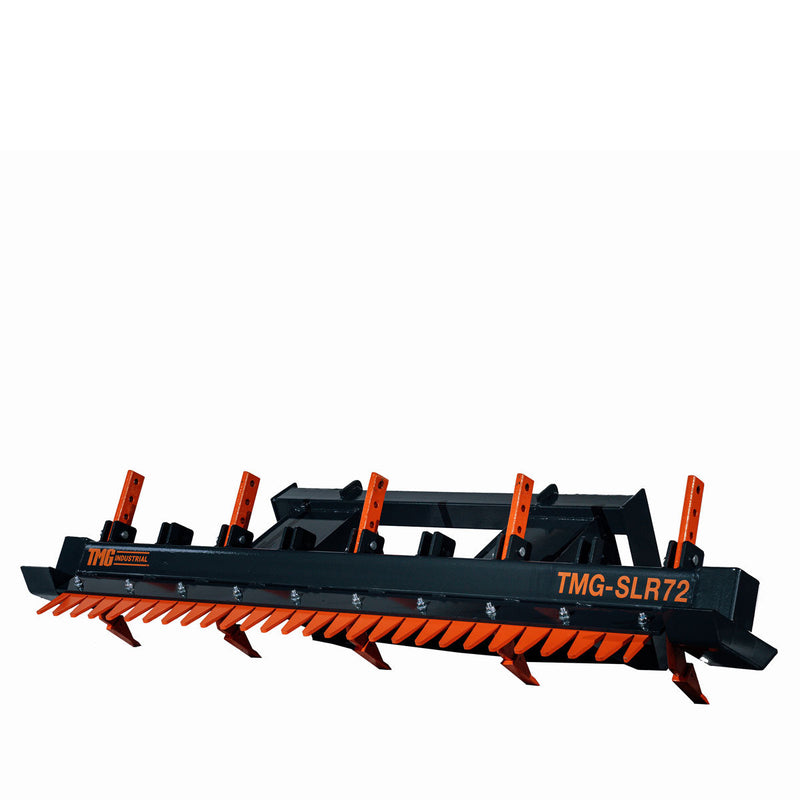 Revolutionize Your Landscaping with the TMG Industrial 72" Multi-Function Skid Steer Land Ripper – Equipped with Rake Comb, Scarifier, Dethatcher, and Adjustable Ripping Teeth for Ultimate Versatility! TMG-SLR72