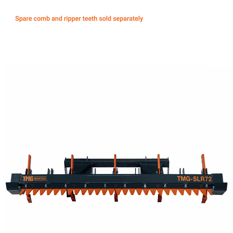 Revolutionize Your Landscaping with the TMG Industrial 72" Multi-Function Skid Steer Land Ripper – Equipped with Rake Comb, Scarifier, Dethatcher, and Adjustable Ripping Teeth for Ultimate Versatility! TMG-SLR72