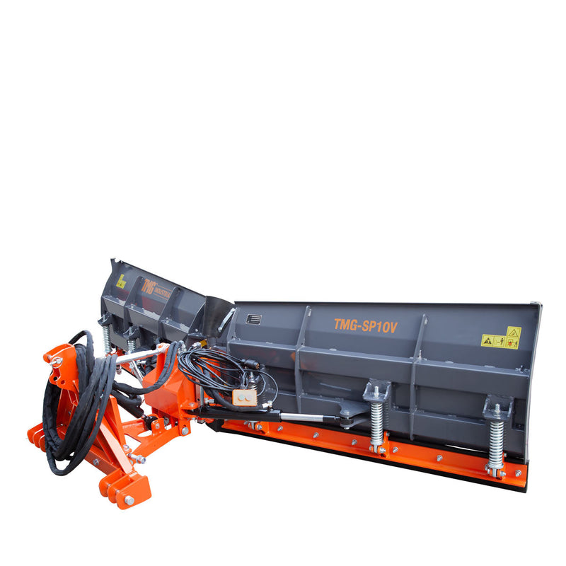 TMG Industrial 10' Heavy-Duty U/V Snowplow with Versatile Reversible Rubber Edges – Perfect for 40-90 HP Tractors! Features 6 Adjustable Positions and Compatible with Category 1 & 2 3-Point Hitch Hookups – TMG-SP10V