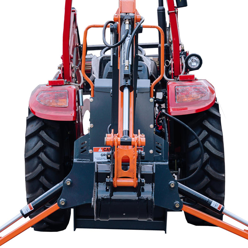 Elevate Your Tractor's Capabilities with the TMG Industrial 6-Foot 3-Point Hitch Swing Backhoe Attachment – Complete with 12” Bucket, Ideal for 20-65 HP Tractors, 114” Maximum Reach, Compatible with Category 1 & 2 Hookups, Model TMG-TBH72