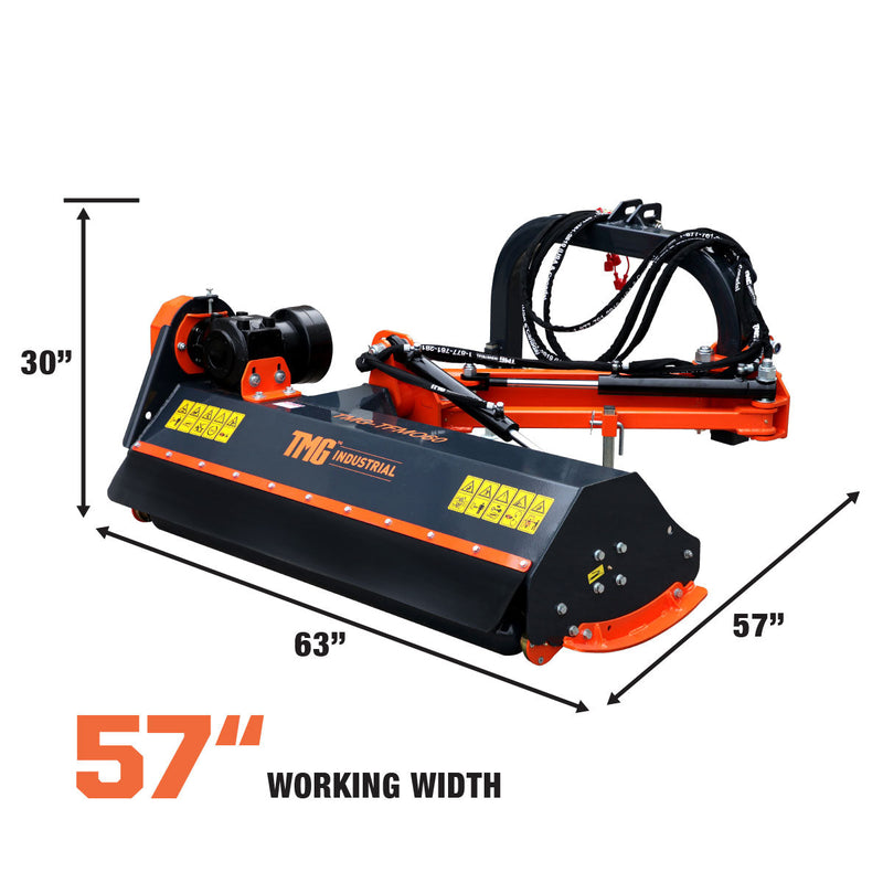 Transform Your Landscape with the TMG Industrial 60” Offset Ditch Bank Flail Mower – Featuring 90° Tilt, Perfect for 30-60 HP Tractors, Complete with PTO Drive Shaft!