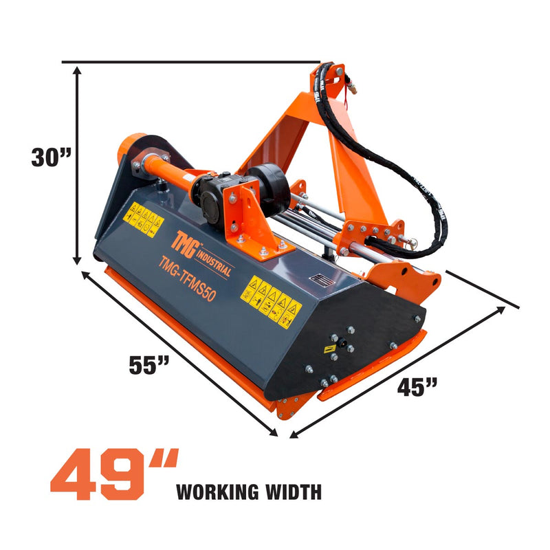 TMG Industrial 50" Versatile Offset Flail Mower - Perfect for 20-50 HP Tractors with 3-Point Hitch and PTO Drive!