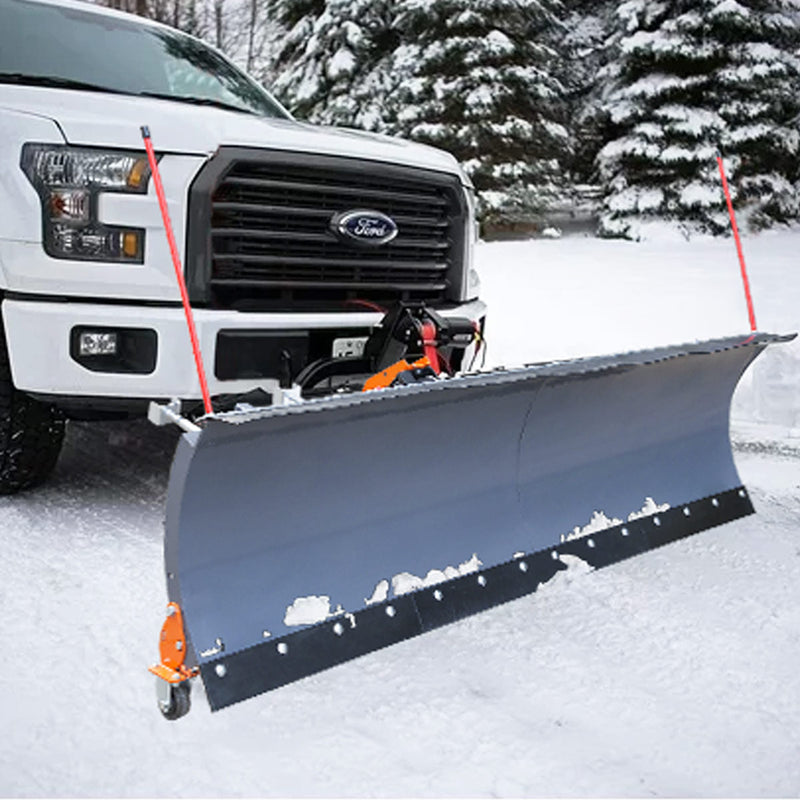 TMG Industrial 84” Heavy-Duty Snow Plow for Trucks and SUVs - Dual Angle Adjustment, 2” Mount Receiver, Wireless Winch Control - Model TMG-TSP84