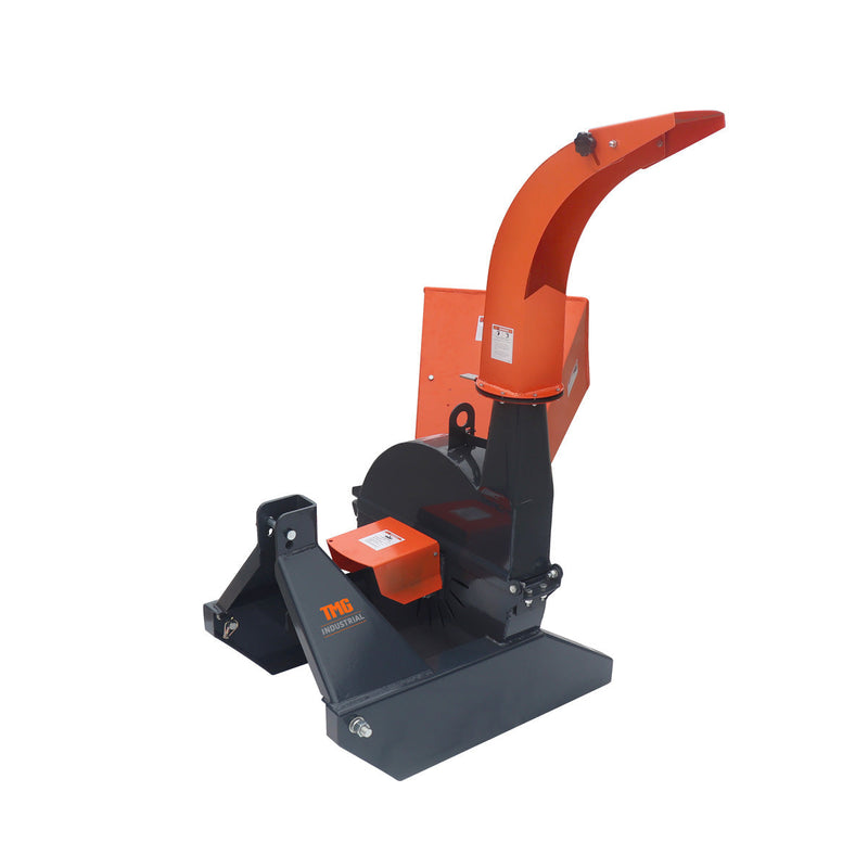 Experience Powerful Chipping with the TMG Industrial Sub Compact 3-Point Wood Chipper – 4" Capacity, Perfect for 30-50 HP Tractors, Includes PTO Shaft!