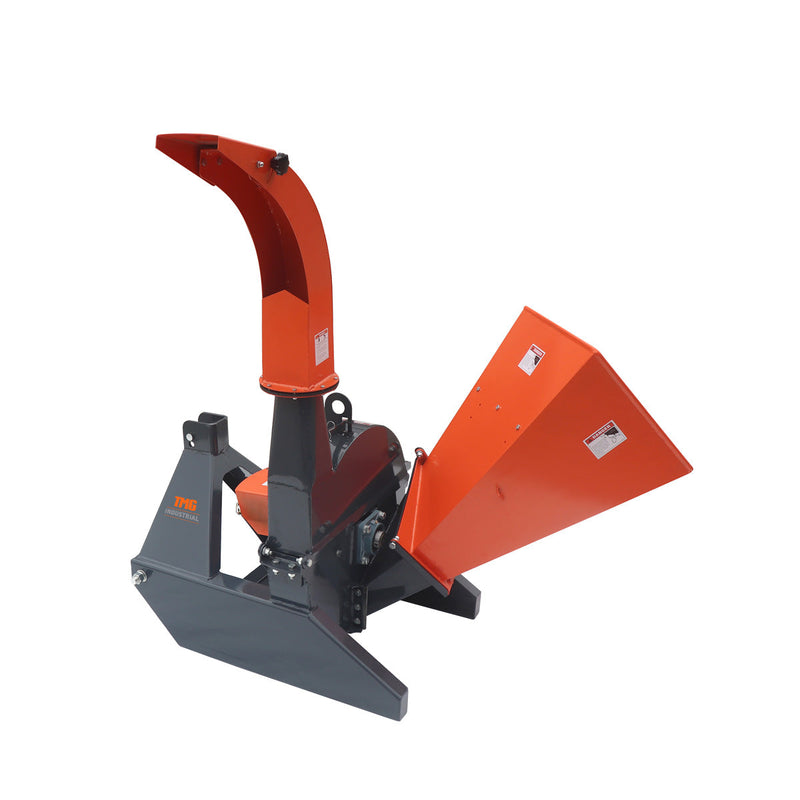 Experience Powerful Chipping with the TMG Industrial Sub Compact 3-Point Wood Chipper – 4" Capacity, Perfect for 30-50 HP Tractors, Includes PTO Shaft!