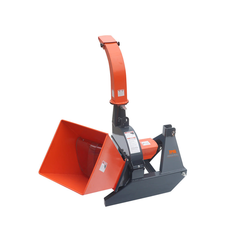 Experience Powerful Chipping with the TMG Industrial Sub Compact 3-Point Wood Chipper – 4" Capacity, Perfect for 30-50 HP Tractors, Includes PTO Shaft!