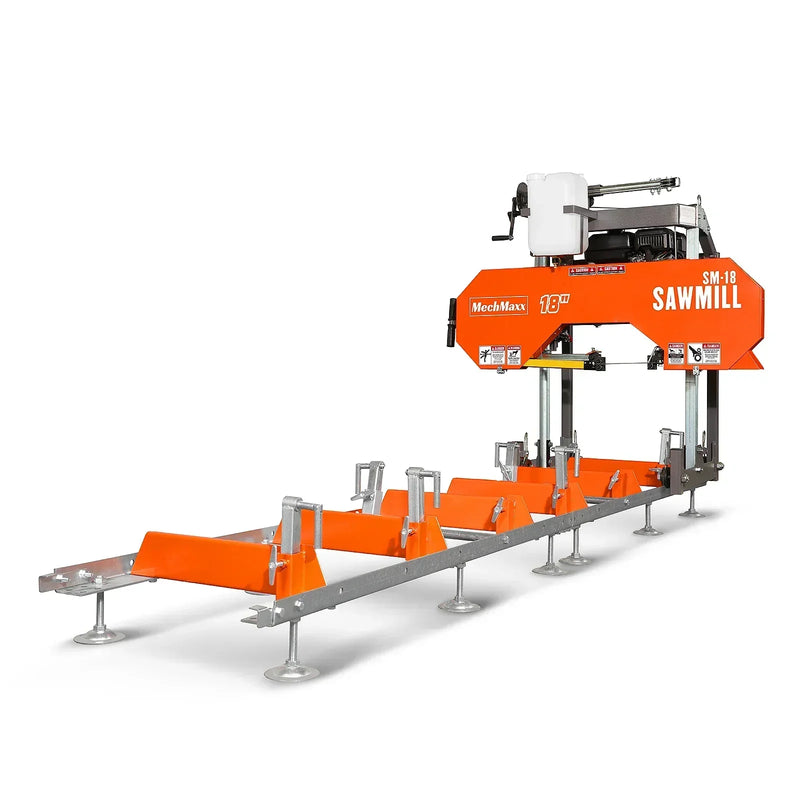 Versatile 18" Portable Sawmill with Powerful 212cc 7HP Gas Engine – Cut Up to 16" Wide Boards and 7' Long Logs on a 10' Track Bed!