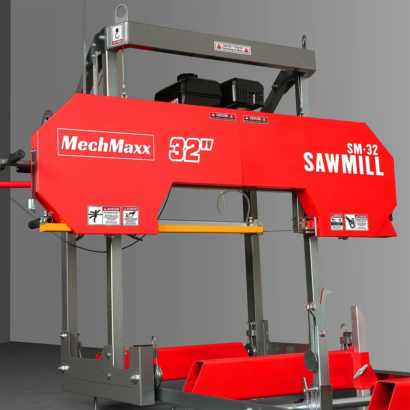 32" Portable Sawmill with 420cc 15HP Gas Engine – Effortlessly Cut Large Logs up to 32' Long and 29" Wide with 14' Track Bed!