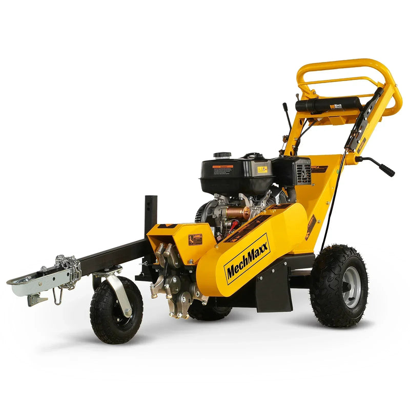 Powerful 15-inch Electric Start Stump Grinder with Tow Bar and 420cc Engine - Effortless Tree Removal!