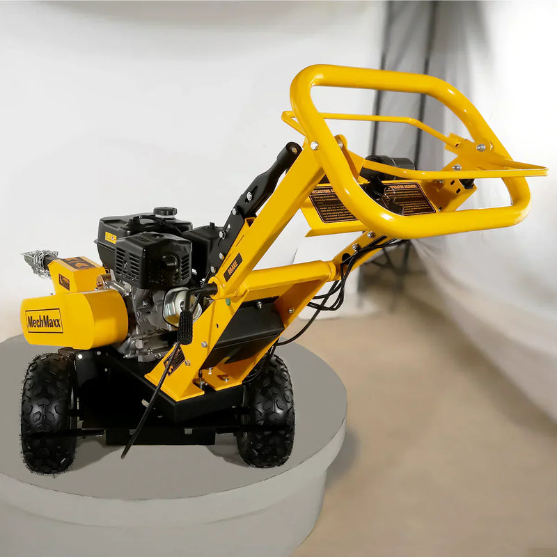 Powerful 15-inch Electric Start Stump Grinder with Tow Bar and 420cc Engine - Effortless Tree Removal!