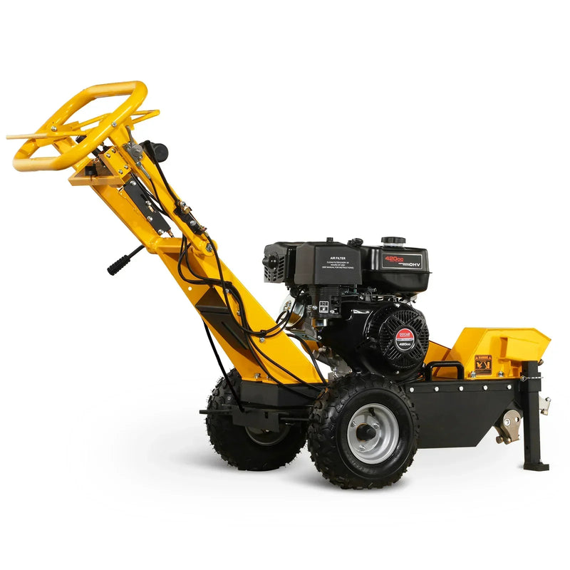 Powerful 15-inch Electric Start Stump Grinder with Tow Bar and 420cc Engine - Effortless Tree Removal!