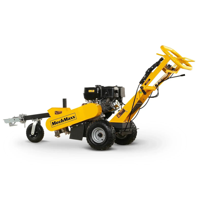 Powerful 15-inch Electric Start Stump Grinder with Tow Bar and 420cc Engine - Effortless Tree Removal!