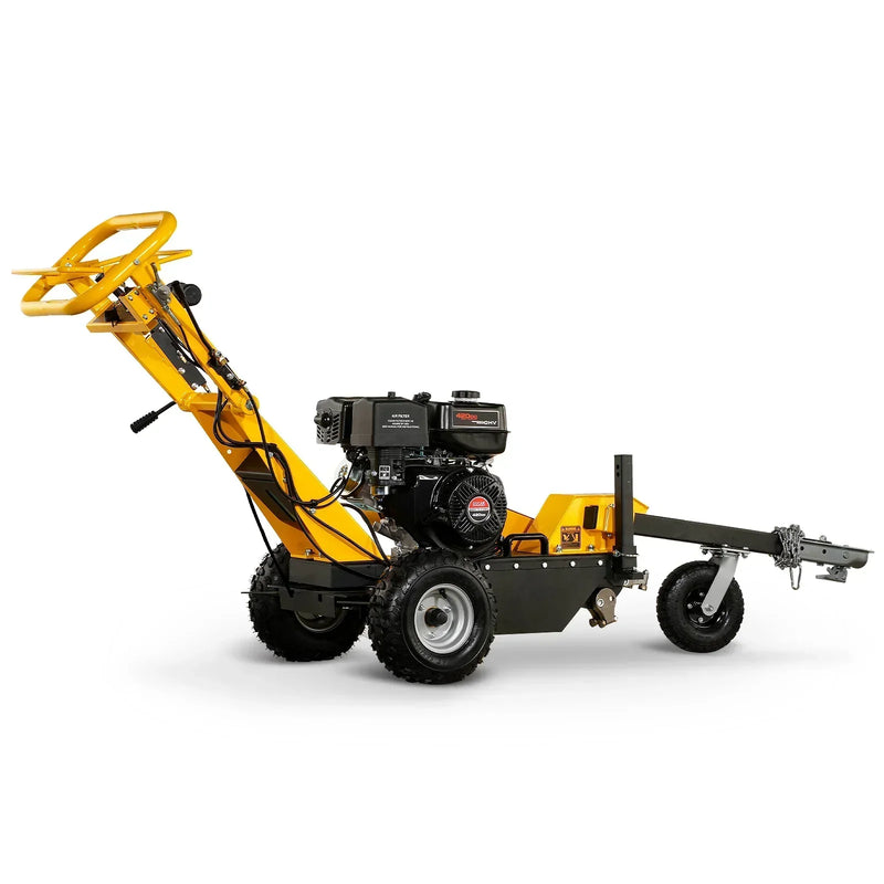 Powerful 15-inch Electric Start Stump Grinder with Tow Bar and 420cc Engine - Effortless Tree Removal!