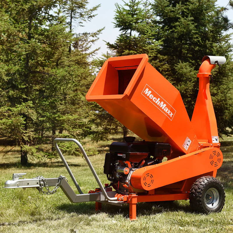 Powerful 16hp Gasoline Engine Drum Wood Chipper - 5 Inch E-stat Rato 420cc with Towbar (Model PGS1500)