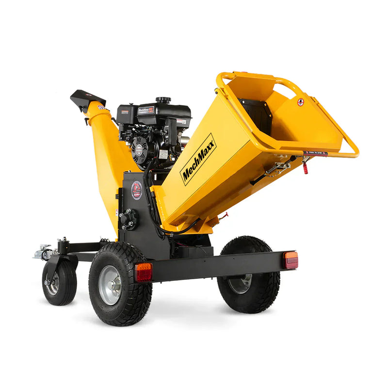 Powerful 15HP Gas-Powered 4-Wheel Drum Wood Chipper with E-Start and Taillight - Rato 420cc Model B150 (6 Inch)