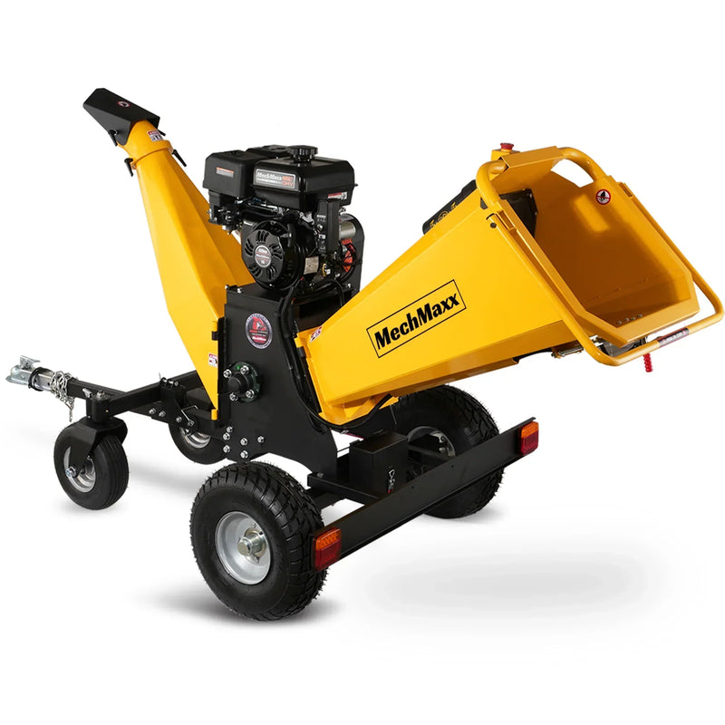 Powerful 15HP Gas-Powered 4-Wheel Drum Wood Chipper with E-Start and Taillight - Rato 420cc Model B150 (6 Inch)